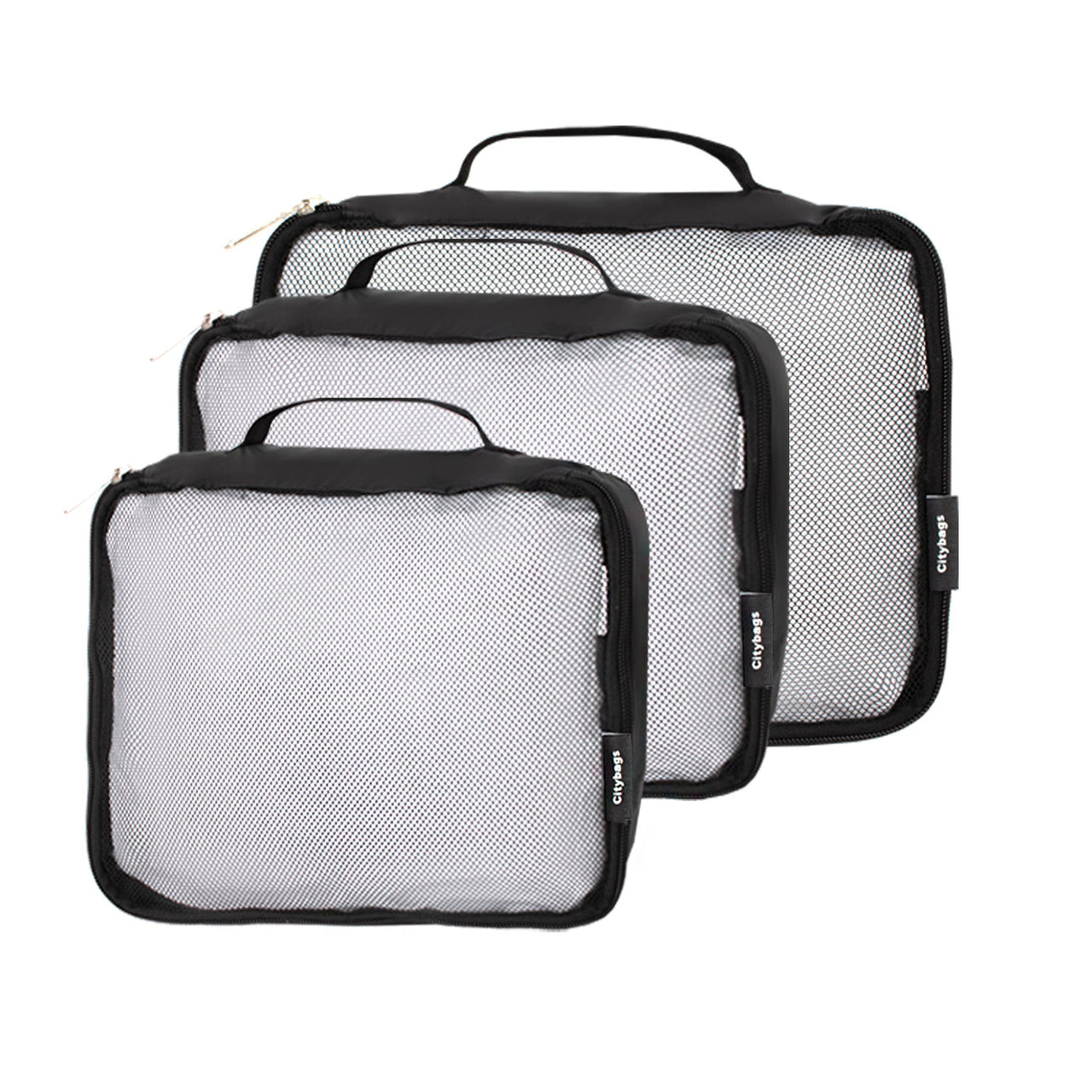 Cubos Organizadores Para Viaje Setx3  Citybags Negros con Malla