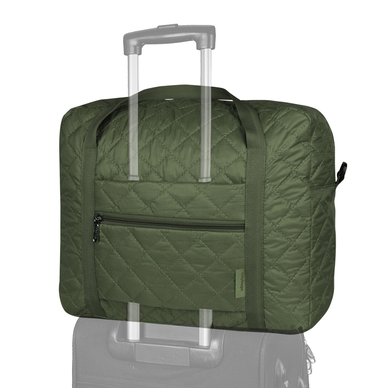 Maleta Equipaje de Mano Plegable Puffer Verde Militar