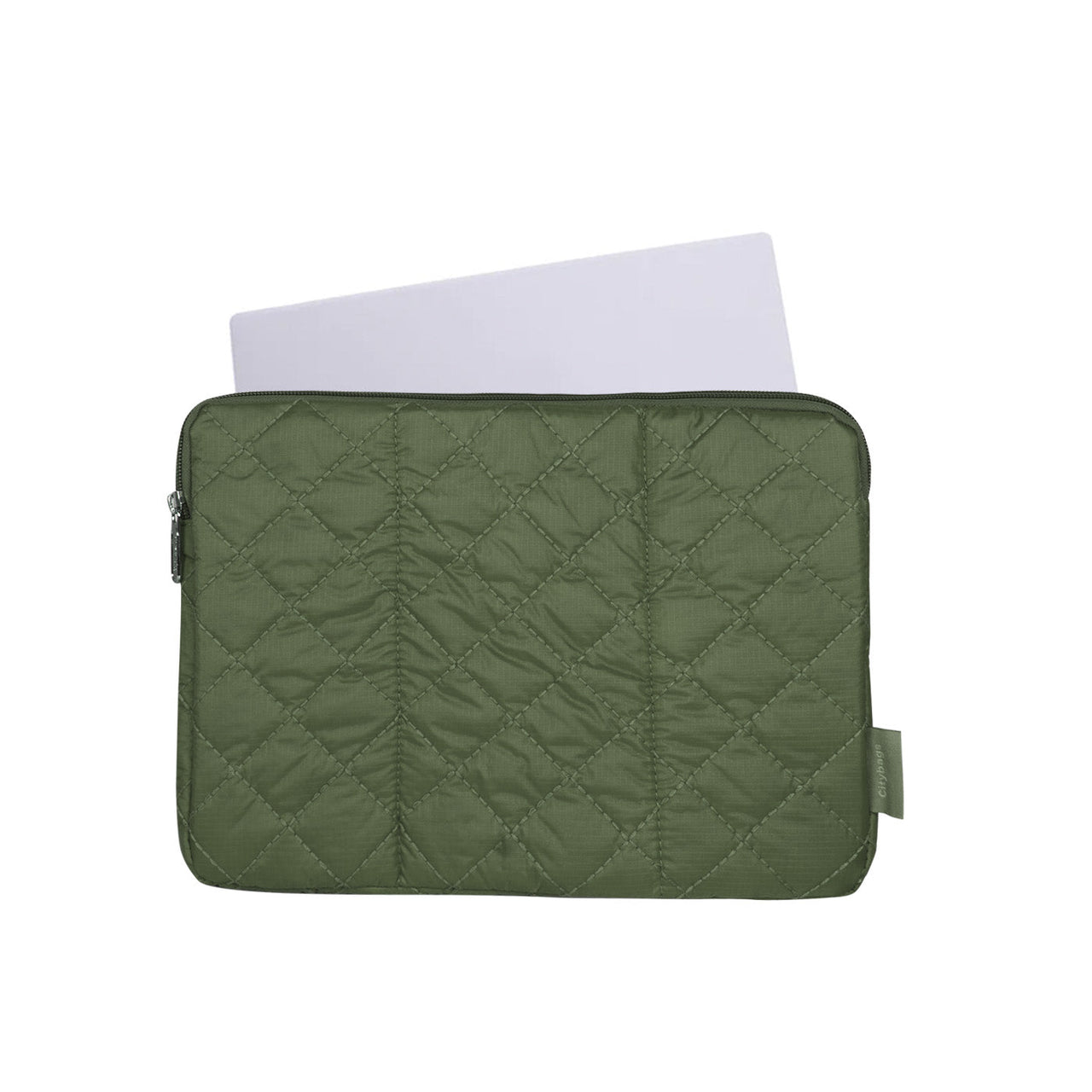 Estuche Laptop Puffer Verde Militar