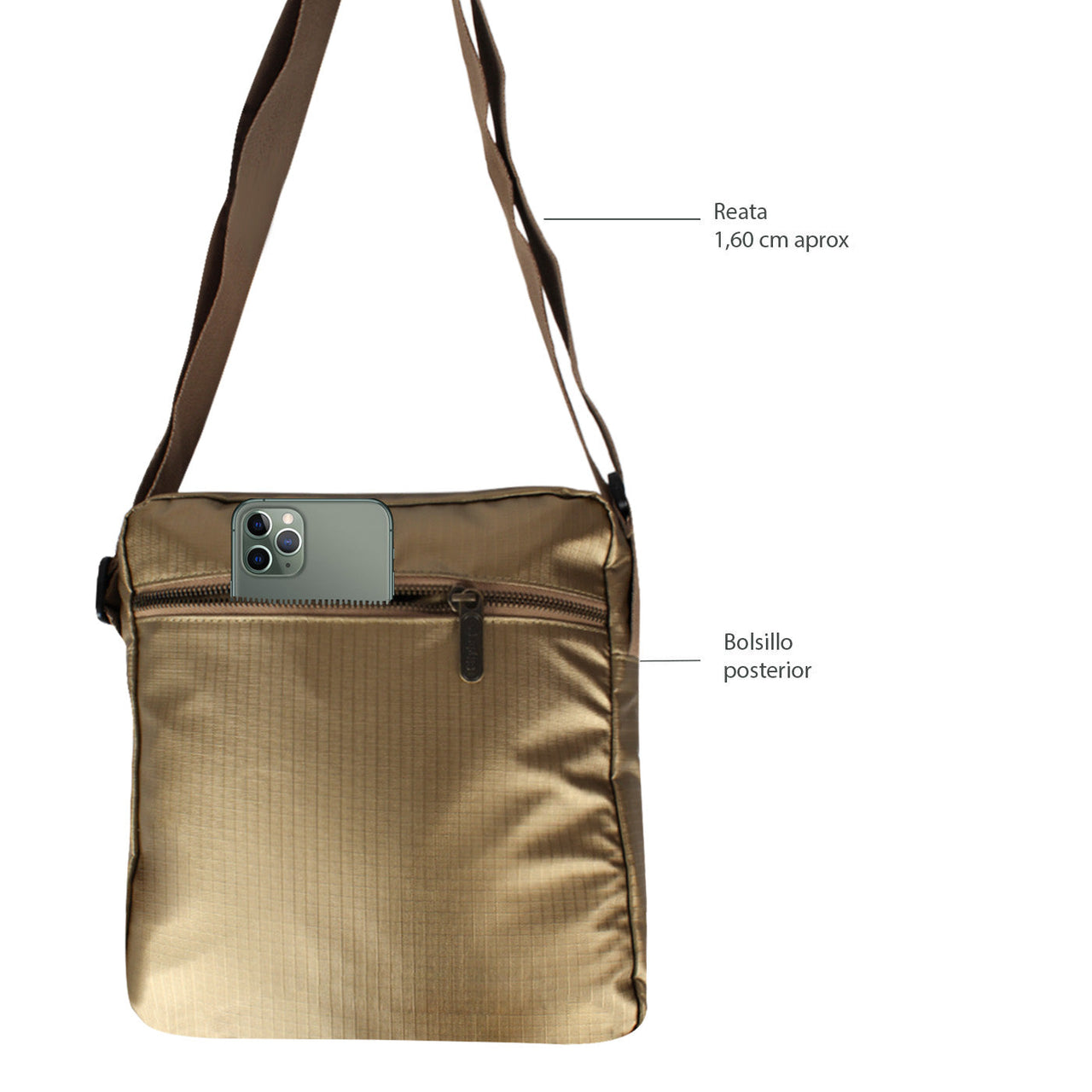 Bolso Manos libres Viajero Citybags Ultra Brillante Gold